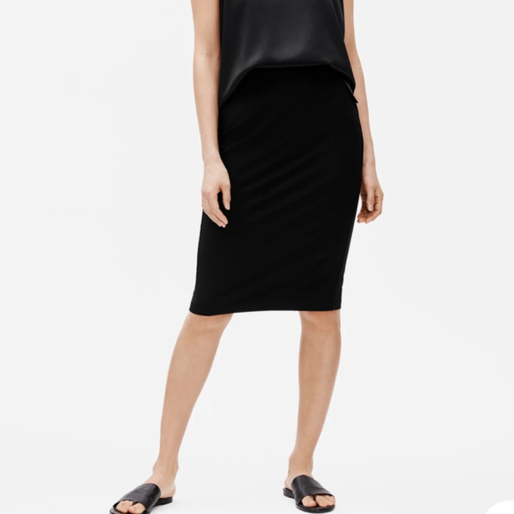 Eileen Fisher System Stretch Crepe Pencil Skirt Black Size XL